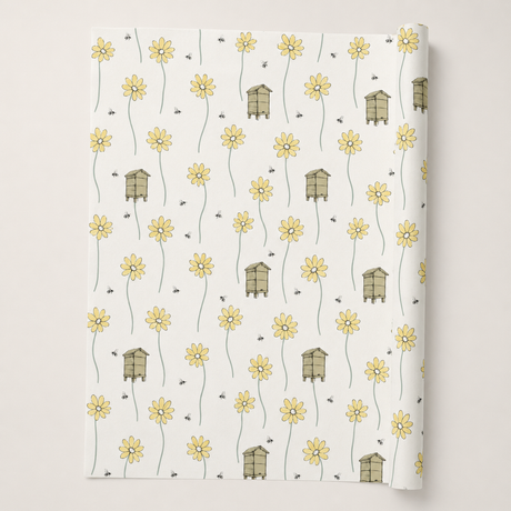 Daisy & Beehive Wrapping Paper – A1 Botanical Gift Wrap