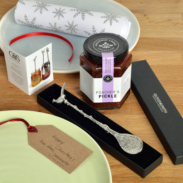 Pheasant Jam Spoon | Long Pewter Spoons with a hook for Jars