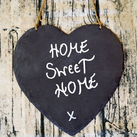 Personalised Large Heart Slate Sign | Engraved Hanging Slate Board