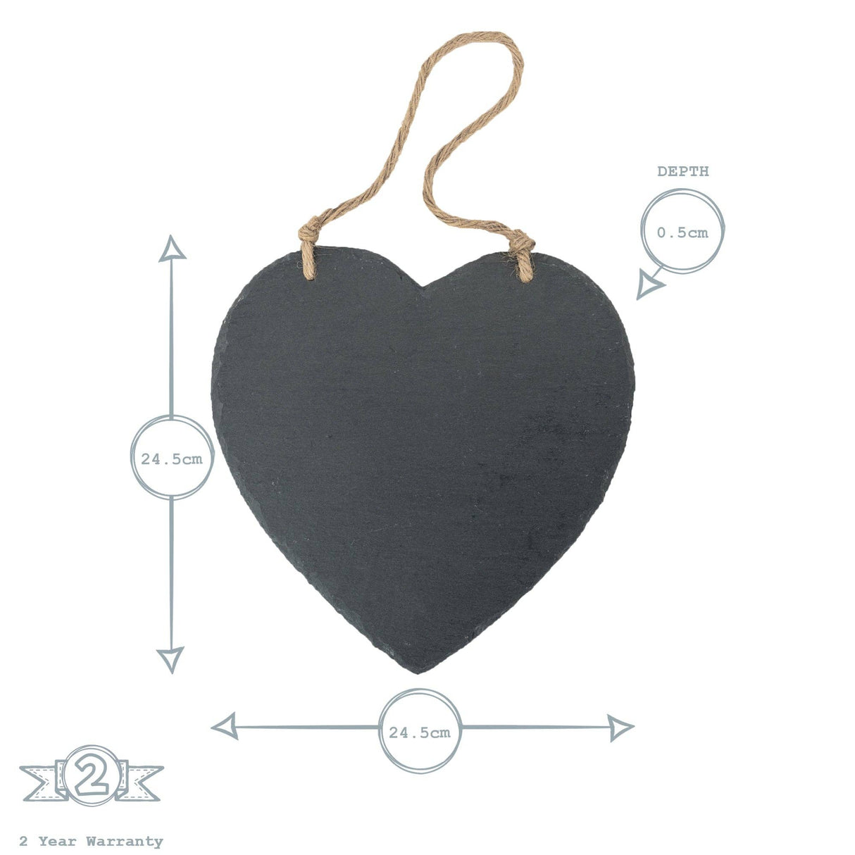 Personalised Large Heart Slate Sign | Engraved Hanging Slate Board