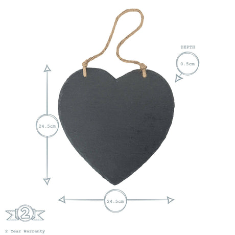 Personalised Large Heart Slate Sign | Engraved Hanging Slate Board