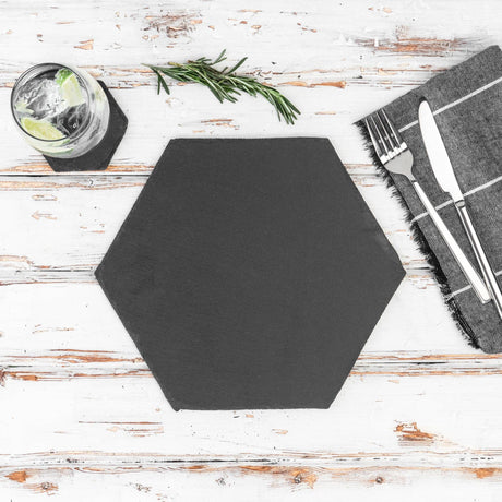 Hexagonal Natural Slate Placemat – 26cm (Optional Engraving)