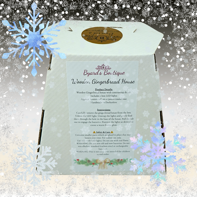 Charming White Wooden Gingerbread House with LED Light | Festive Tabletop Christmas Village Decoration