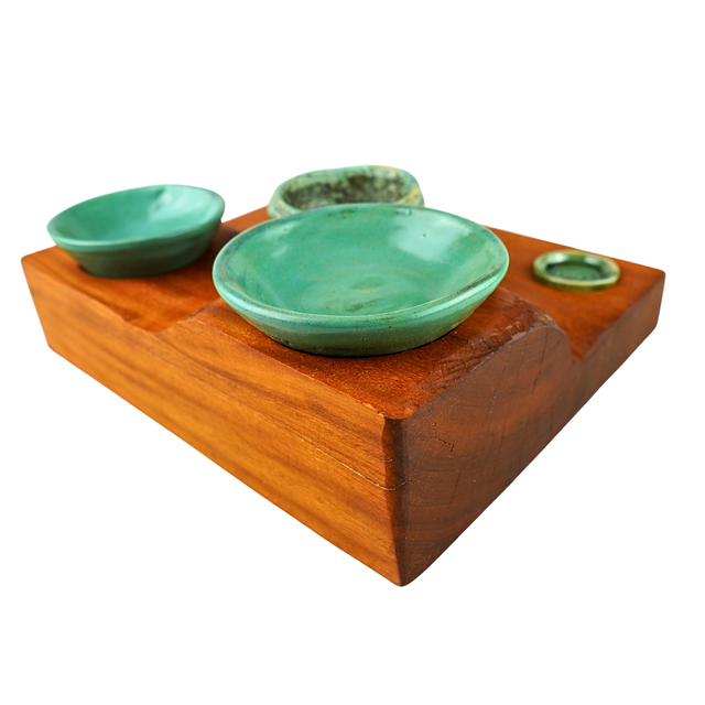 Osage with six stoneware pots