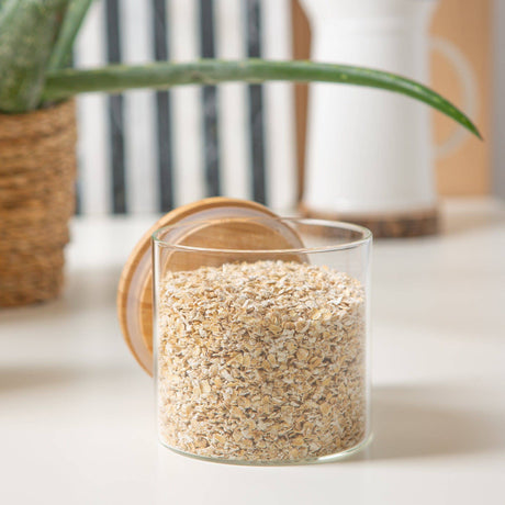 Scandi Glass Storage Jar with Wooden Lid – 550ml Kitchen Storage Container