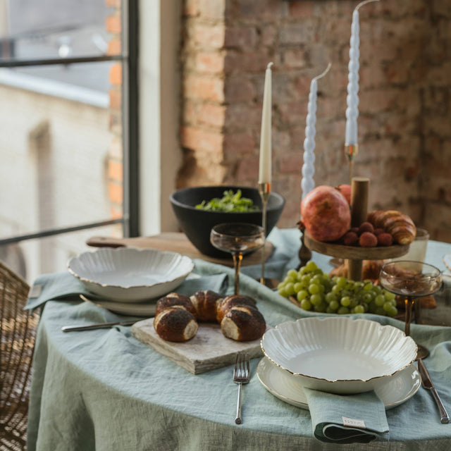 Ocean Mint Stone-Washed Linen Tablecloth