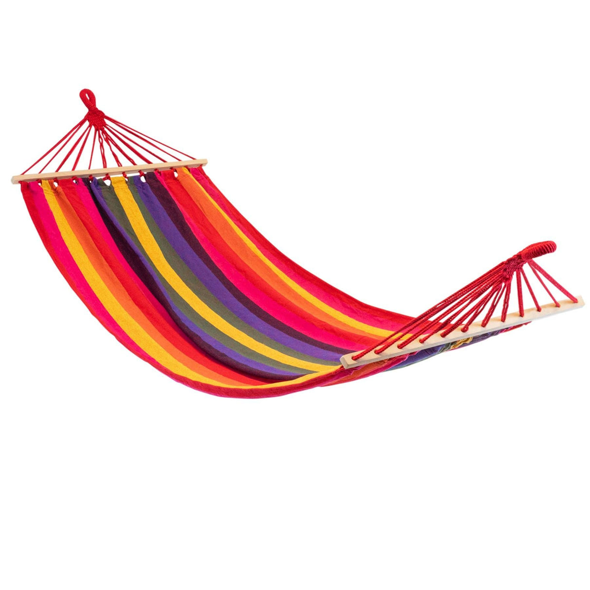 Colorful striped hammock on a white background