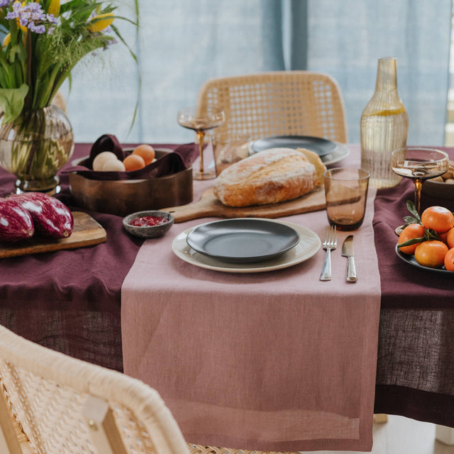 Woodrose Linen Table Runner