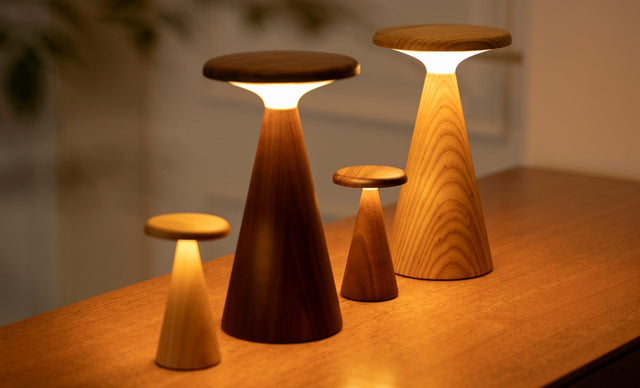 Large White Ash LED Table Lamp - Rechargeable RGB Portable Lamp (Sylva)