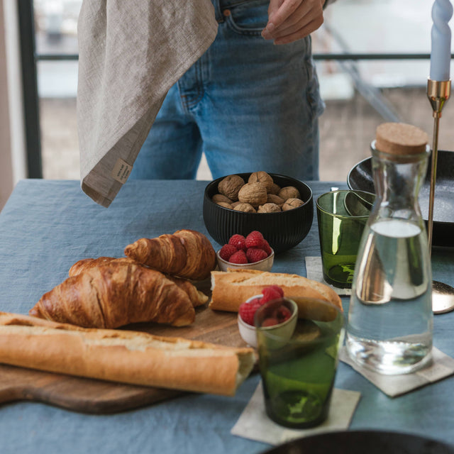Dark Grey Stone-Washed Linen Tablecloth