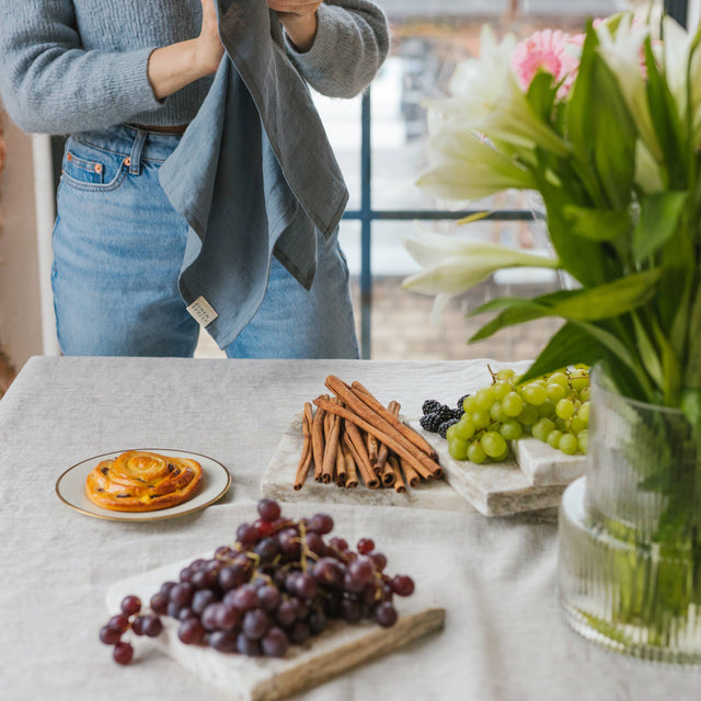Natural Mélange Stone-Washed Linen Tablecloth