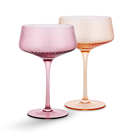 Twist Champagne Coupe Glasses - Set of 2 Pink/Peach