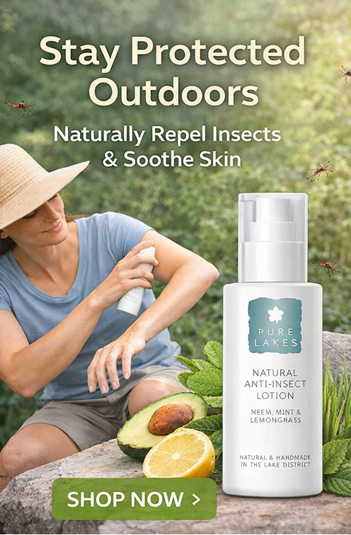  natural anti-insect lotion with product images and text.