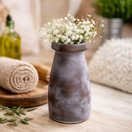 Aoife Glass Bud Vase – Small Stone Smoked Swell Vase