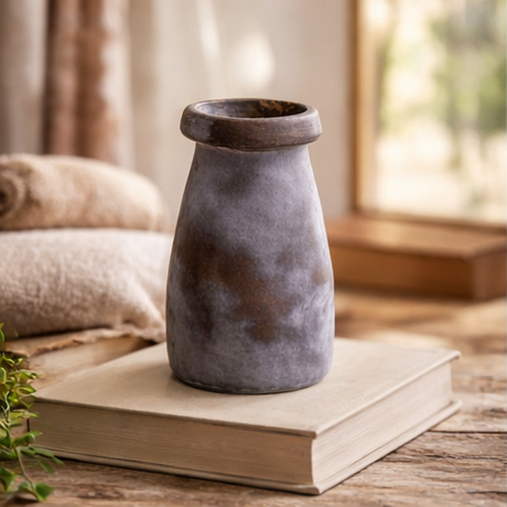 Aoife Glass Bud Vase – Small Stone Smoked Swell Vase