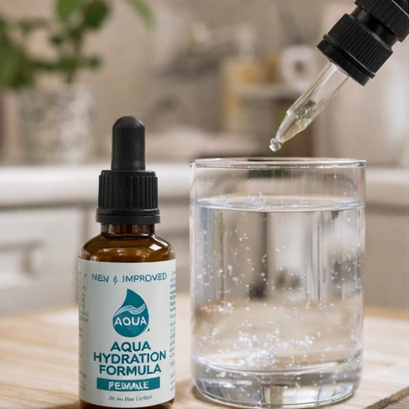 Aqua Hydration Formula being added to water and consumed.