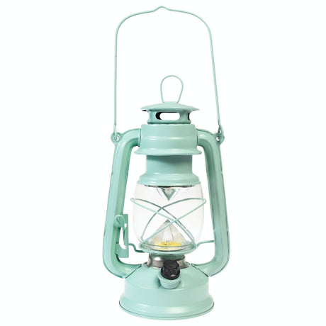 Aqua Retro LED Camping Lantern – Battery Powered Hurricane Style Light