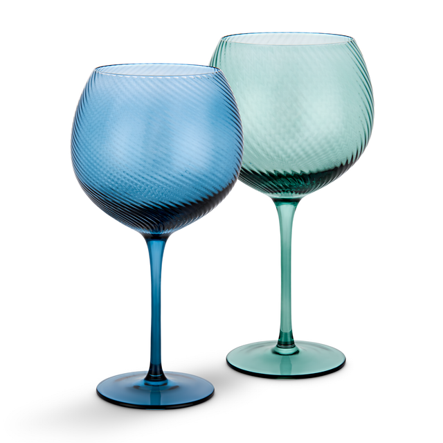 Blue & Green Twist Wine & Gin Glasses
