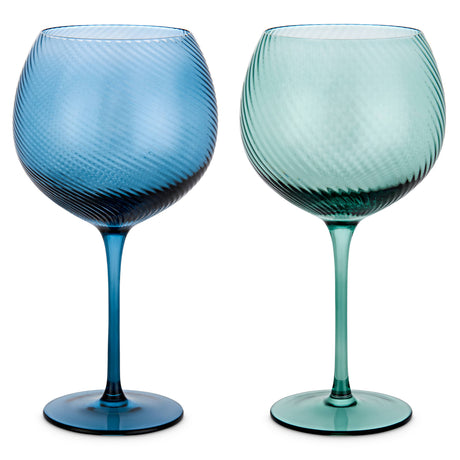 Blue & Green Twist Wine & Gin Glasses