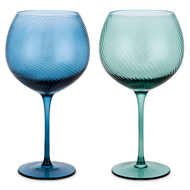 Blue & Green Twist Wine & Gin Glasses