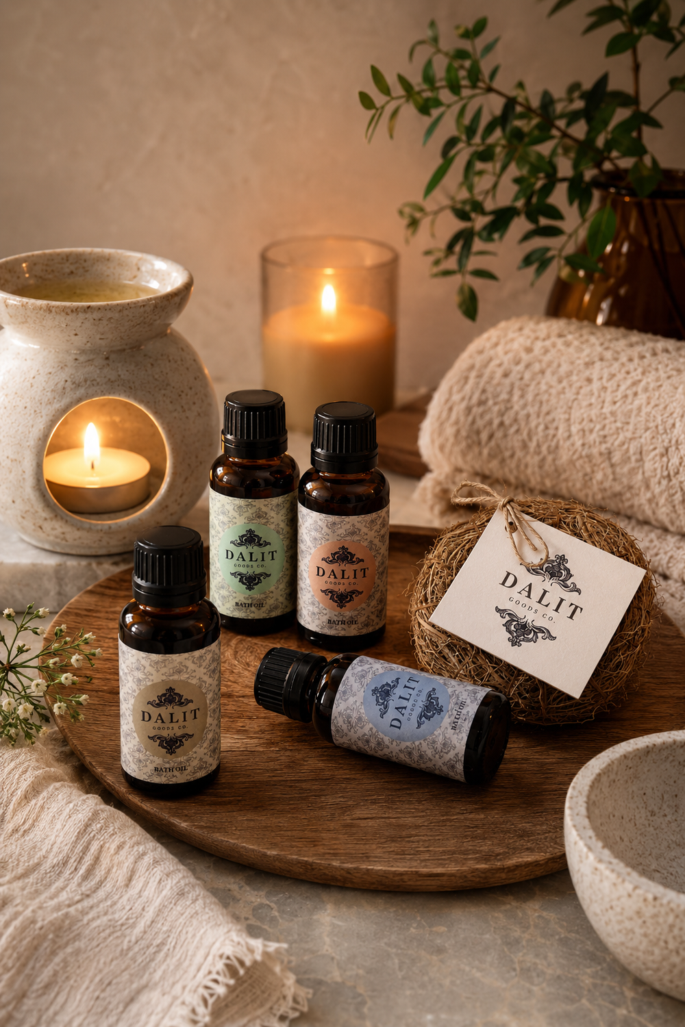 Botanical Bath Oil & Vetiver Root Scrub Gift Set