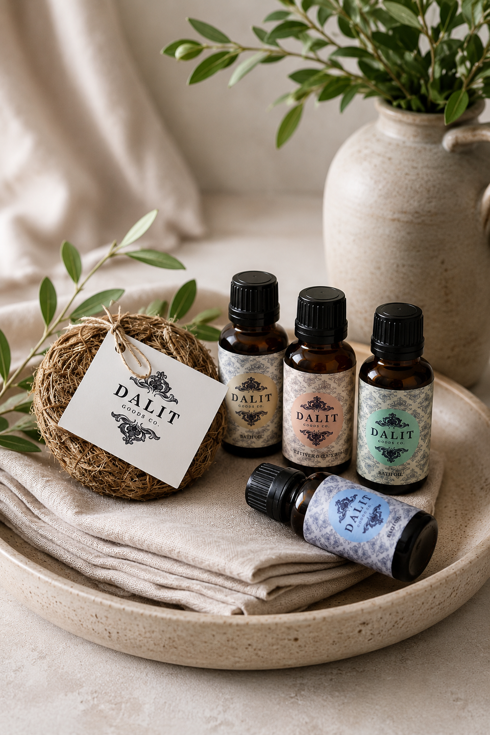 Botanical Bath Oil & Vetiver Root Scrub Gift Set