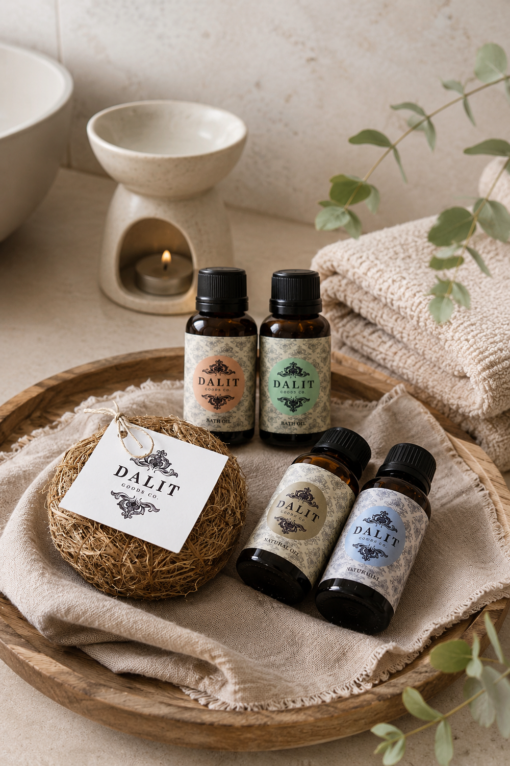 Botanical Bath Oil & Vetiver Root Scrub Gift Set