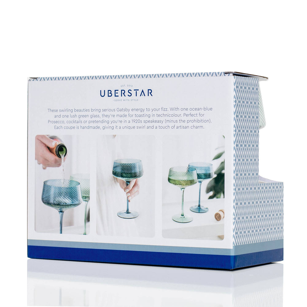 Box of Uberstar glasses with images of glasses and text on a white background