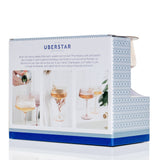 Box packaging of Uberstar glasses with images of glasses and text on a white background