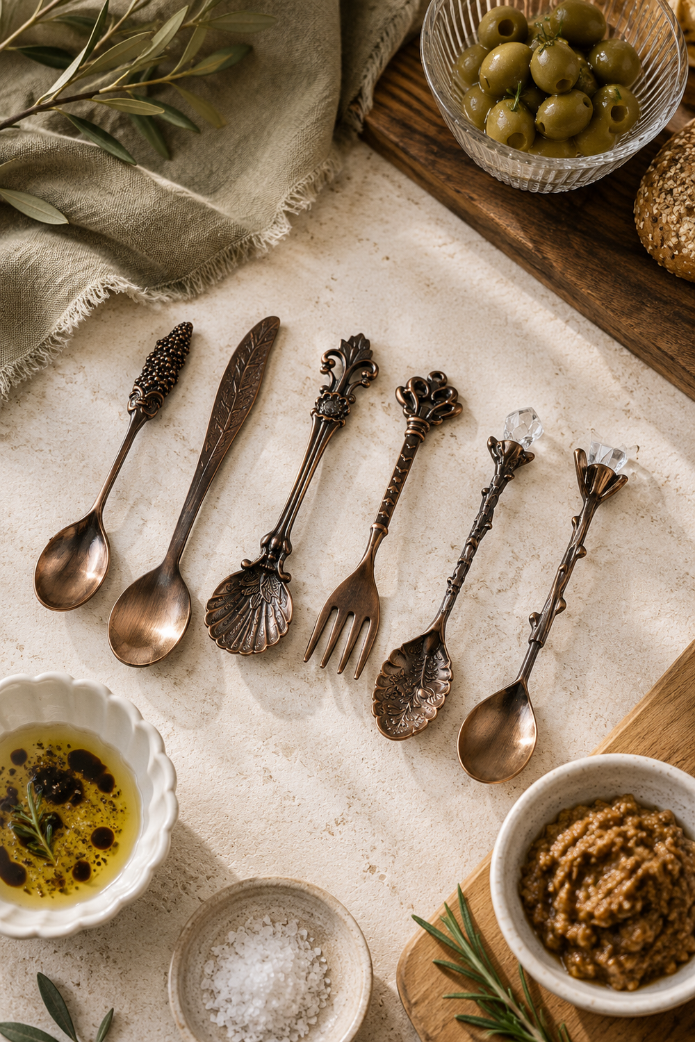 Bronze cutlery set for afternoon tea and entertaining
