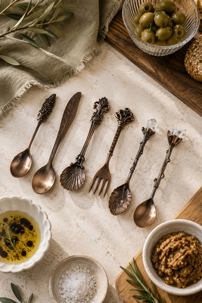 Bronze cutlery set for afternoon tea and entertaining
