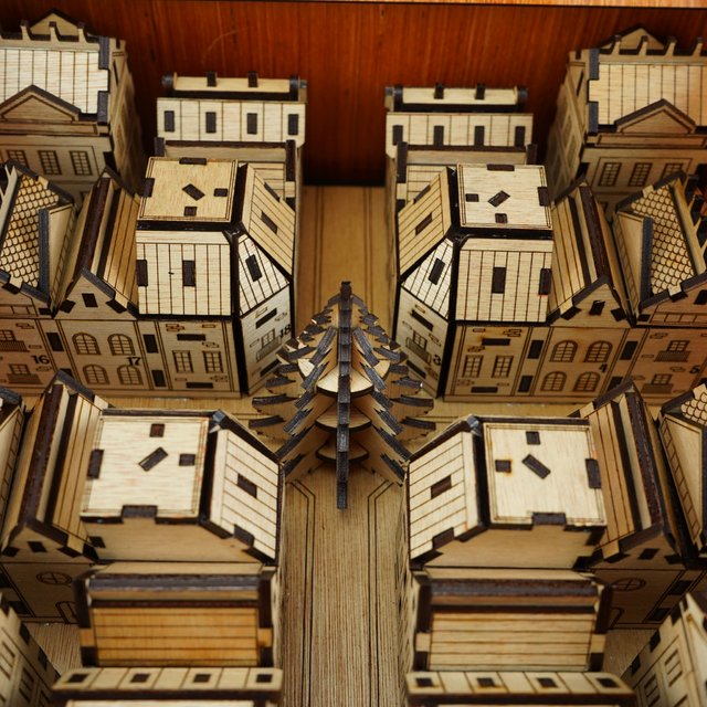 Christmas Advent Village (Light wood) including Festive 24 Filler Pack