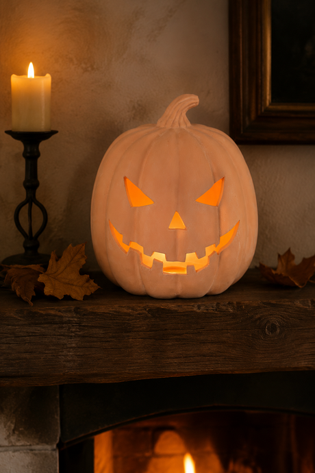 Medium Terracotta Halloween Pumpkin Decoration – 22cm