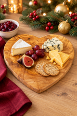 Small Olive Wood Heart Cheese Board – Blank or Personalised