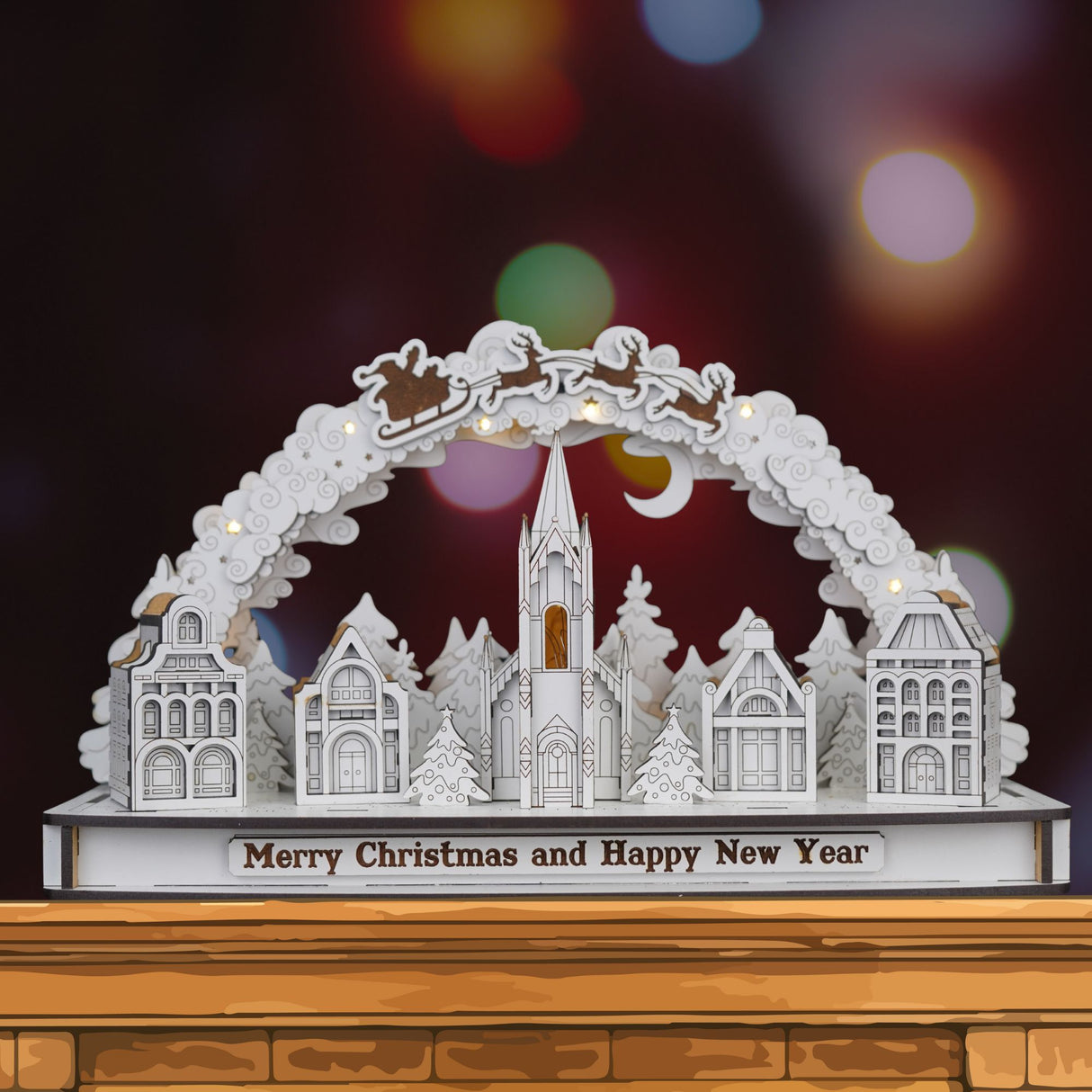 Wooden Christmas Light-up Village