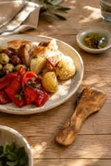 Compact olive wood spatula for tapas and appetisers