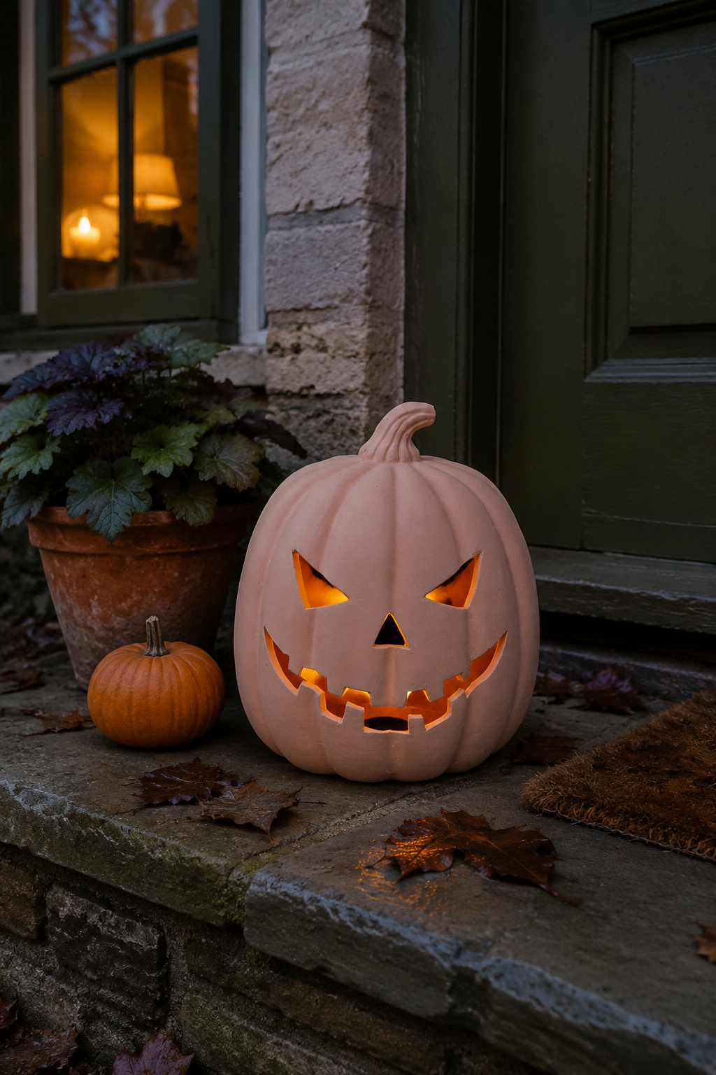 Medium Terracotta Halloween Pumpkin Decoration – 22cm
