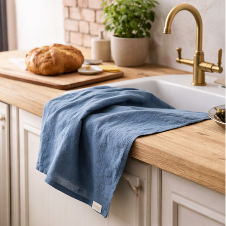 Dark Grey Pure Linen Kitchen Towel