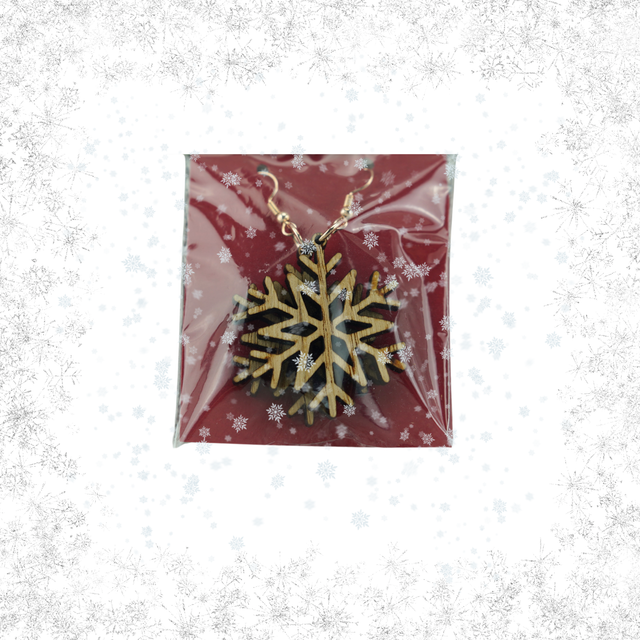 Wooden Earrings - Snowflake