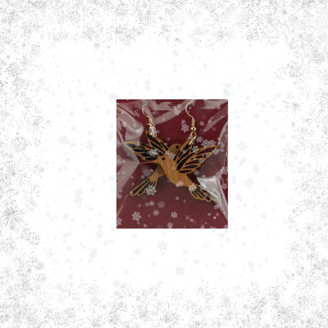 Wooden Earrings -  Kingfisher