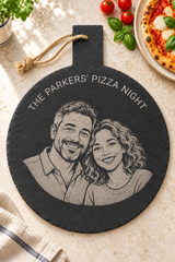 Personalised Slate Pizza Board – Your Photo as a Cartoon