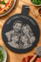 Personalised Slate Pizza Board – Your Photo as a Cartoon