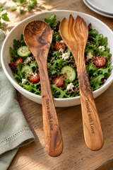 Olive Wood Salad Servers – Large 36cm Pair (Optional Personalisation)