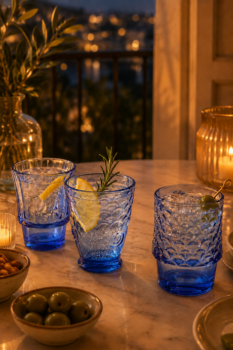 Fish Stacking Drinking Glasses – Blue Set of 4 (250ml Tumblers)
