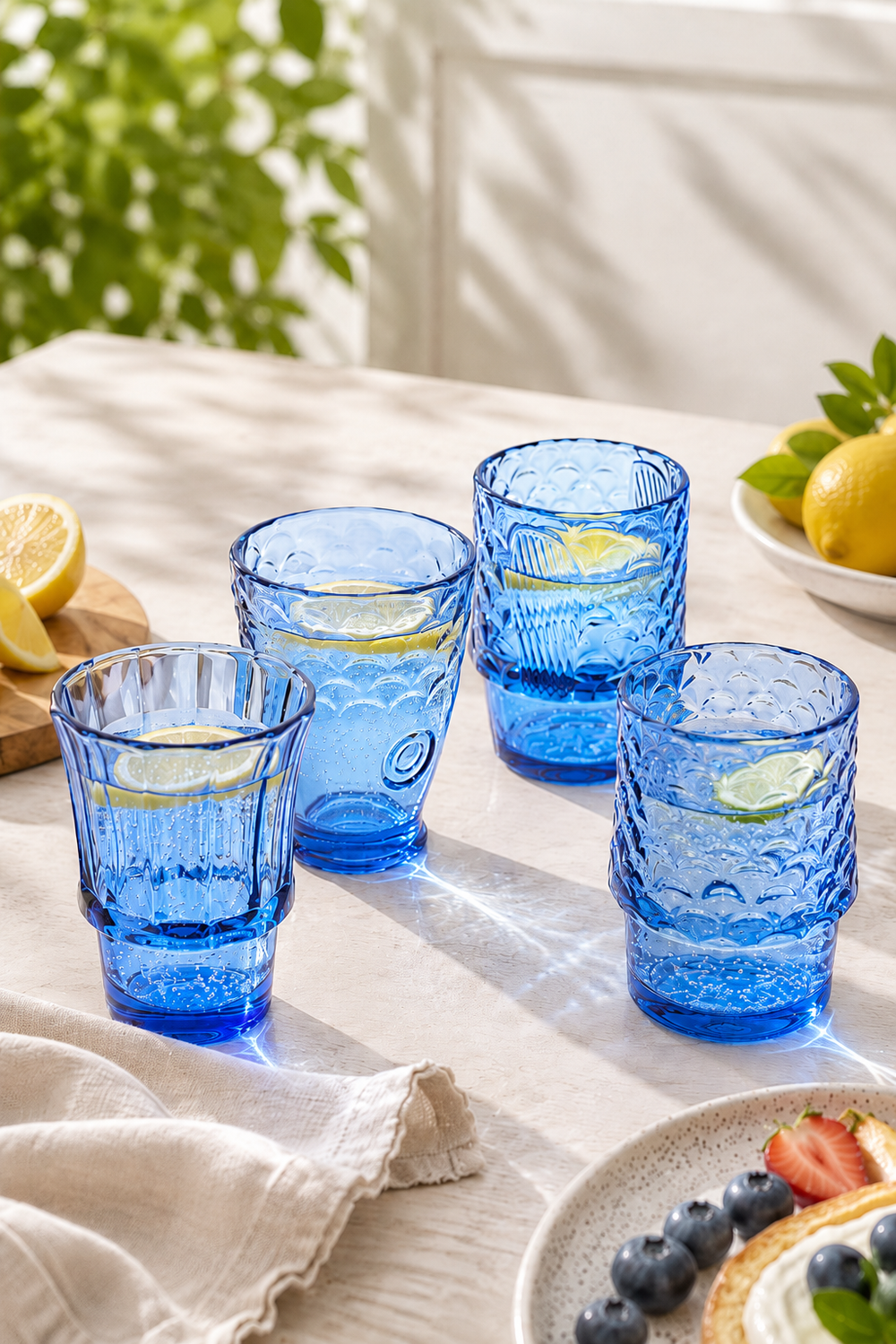 Fish Stacking Drinking Glasses – Blue Set of 4 (250ml Tumblers)