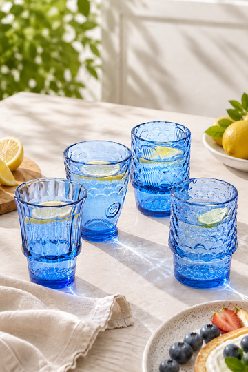 Blue fish stacking drinking glasses, set of four