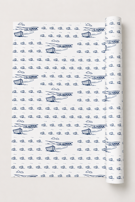 Fjære Coastal Wrapping Paper – Navy Nautical Gift Wrap