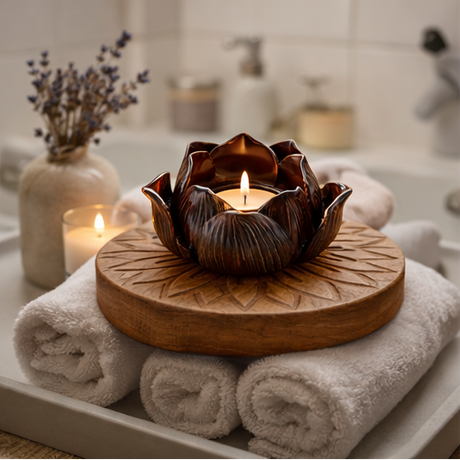 a decorative candle holder cozy ambiance.