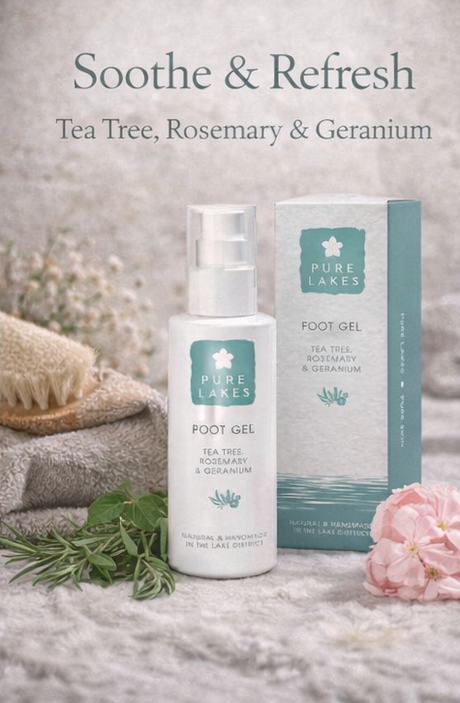 Foot gel with packaging and 'Pure Lakes' branding