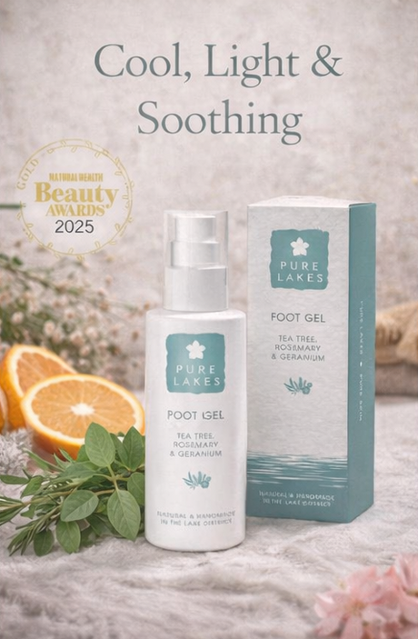 Foot gel with packaging and 'Pure Lakes' branding